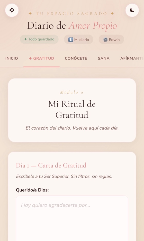 Módulo de gratitud del diario